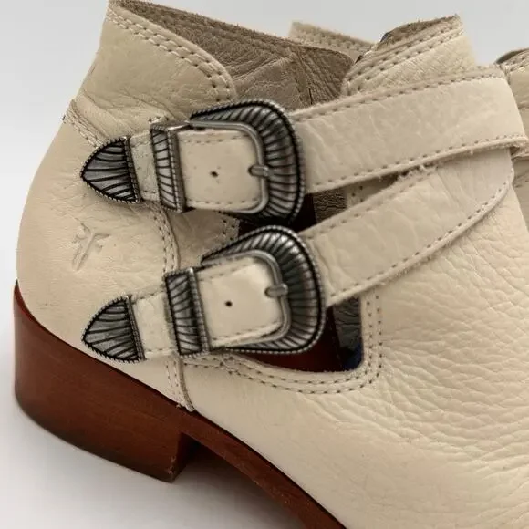 Frye Cream Ankle Boots with Silver Buckles - Picture 11 of 11